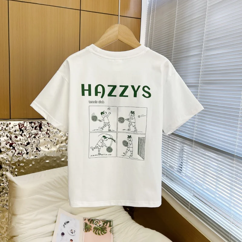 HAZZYS Children's Clothing Boys Short-sleeved T-shirt Summer Clothes 2023 New Casual Comfortable Short-sleeved Tops
