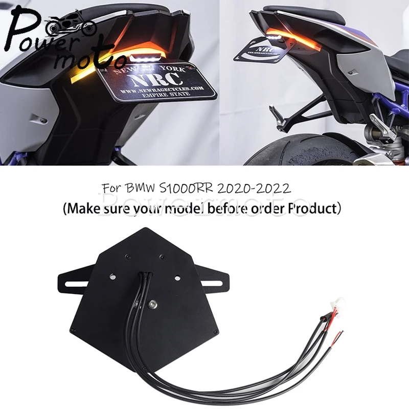

Steel Motorcycle Raer Brake Turn Signal White License Plate Bracket Light Fender Eliminator Kit For BMW S1000RR 2020 2021 2022
