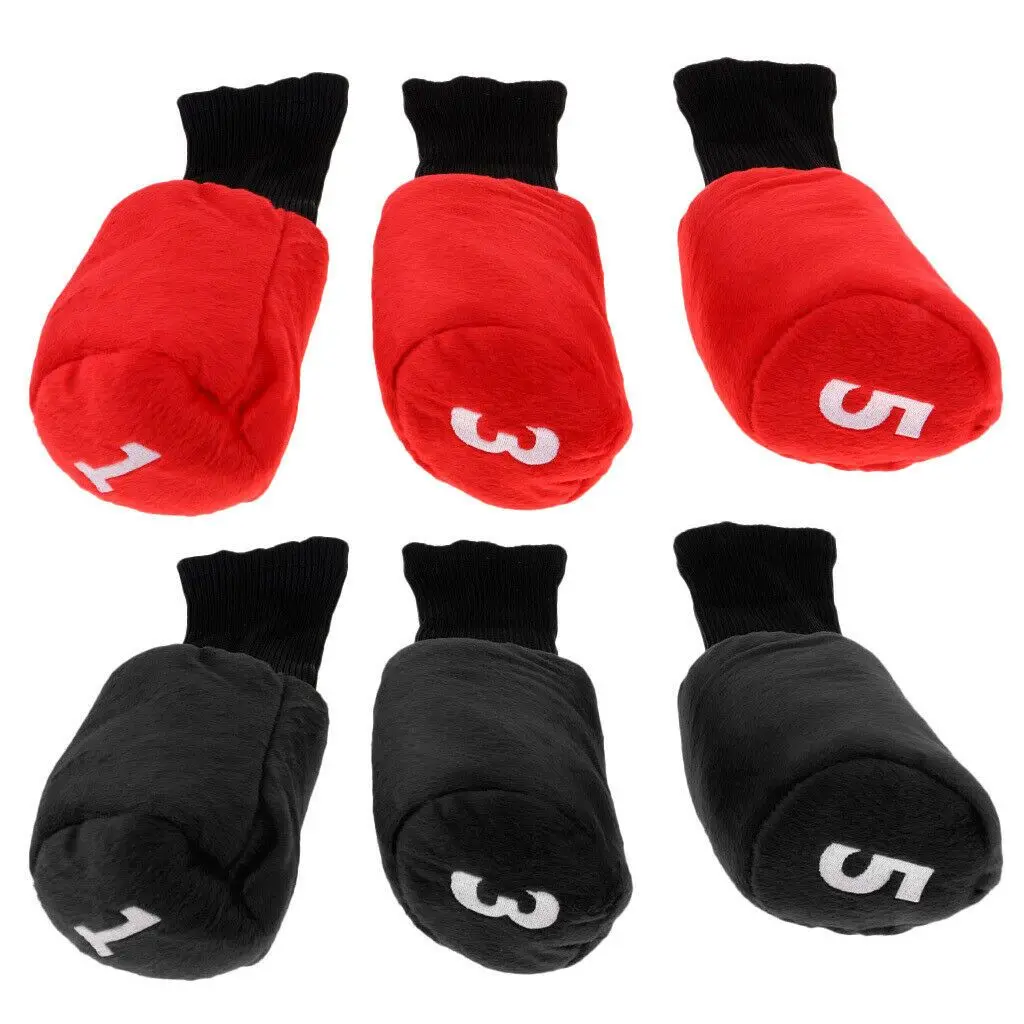 

3PCS/Set Interchangeable Fluff Cloth Golf Club Head Cover Applicable Number Tag Cloth Club Protector Driver Wood Headcover