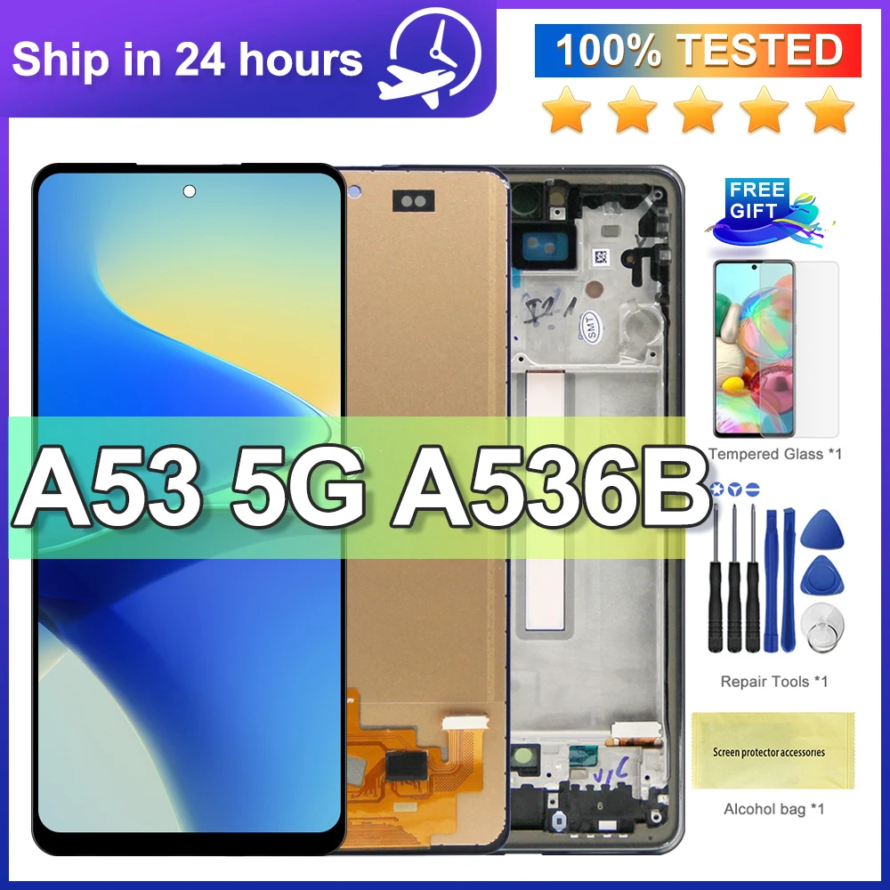 6.5inch A536 Display For Samsung Galaxy A53 5G A536B A536U LCD Display Touch Screen With frame Digitizer Assembly Repair Parts
