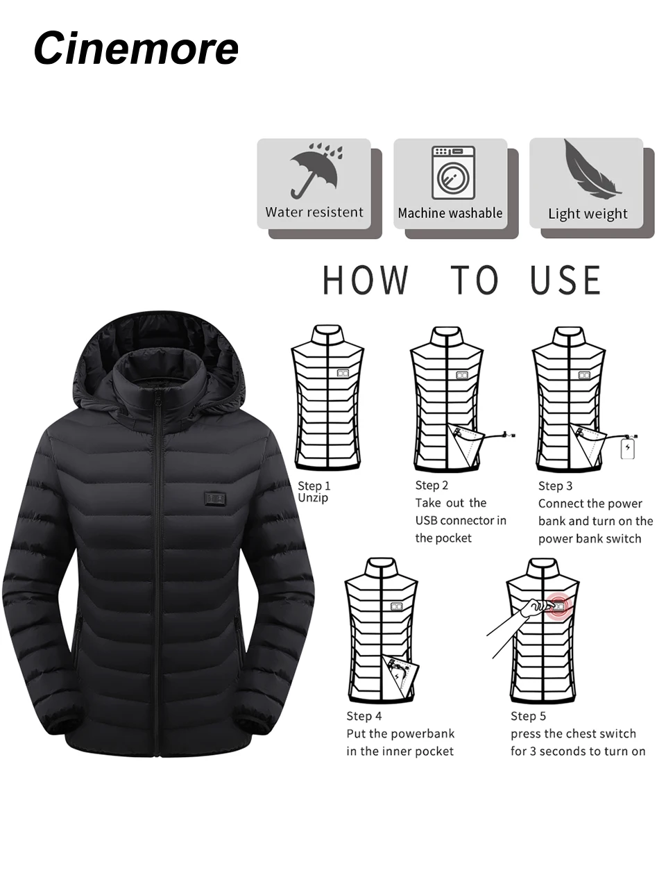 Cinemore Зимний женский термопуховый жилет Классический дизайн на молнии для