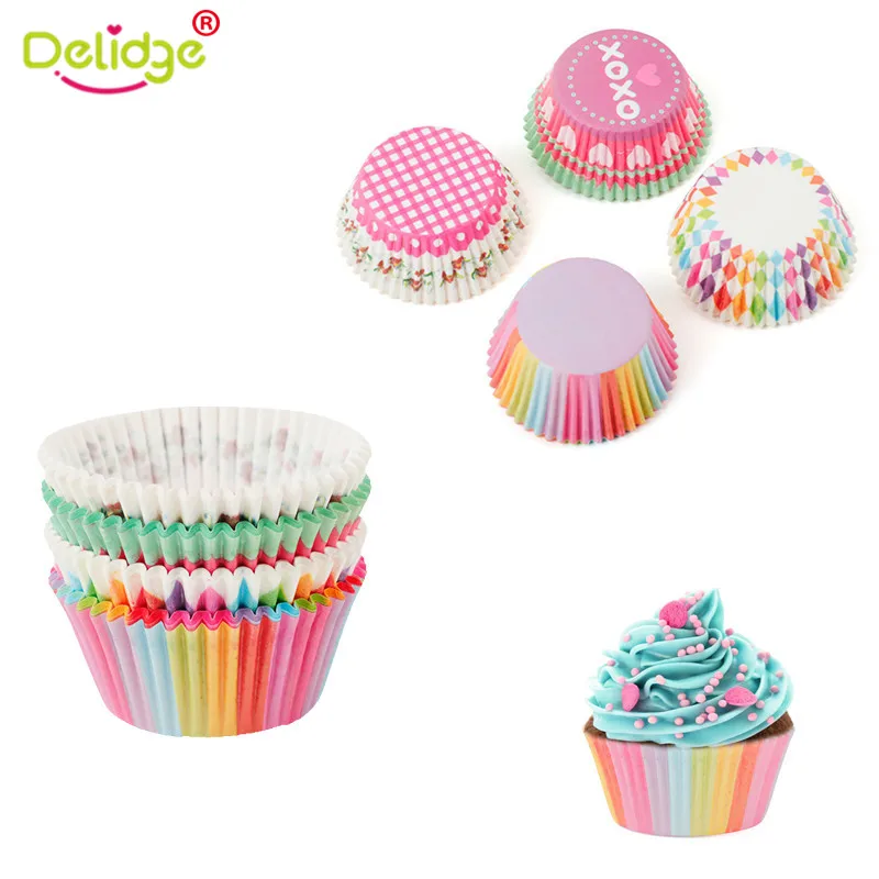 

100 Pcs/set Cupcake Paper Cups Random Color Round Shape DIY Fondant Muffin Cake Mold Dessert Decorating Baking Tool