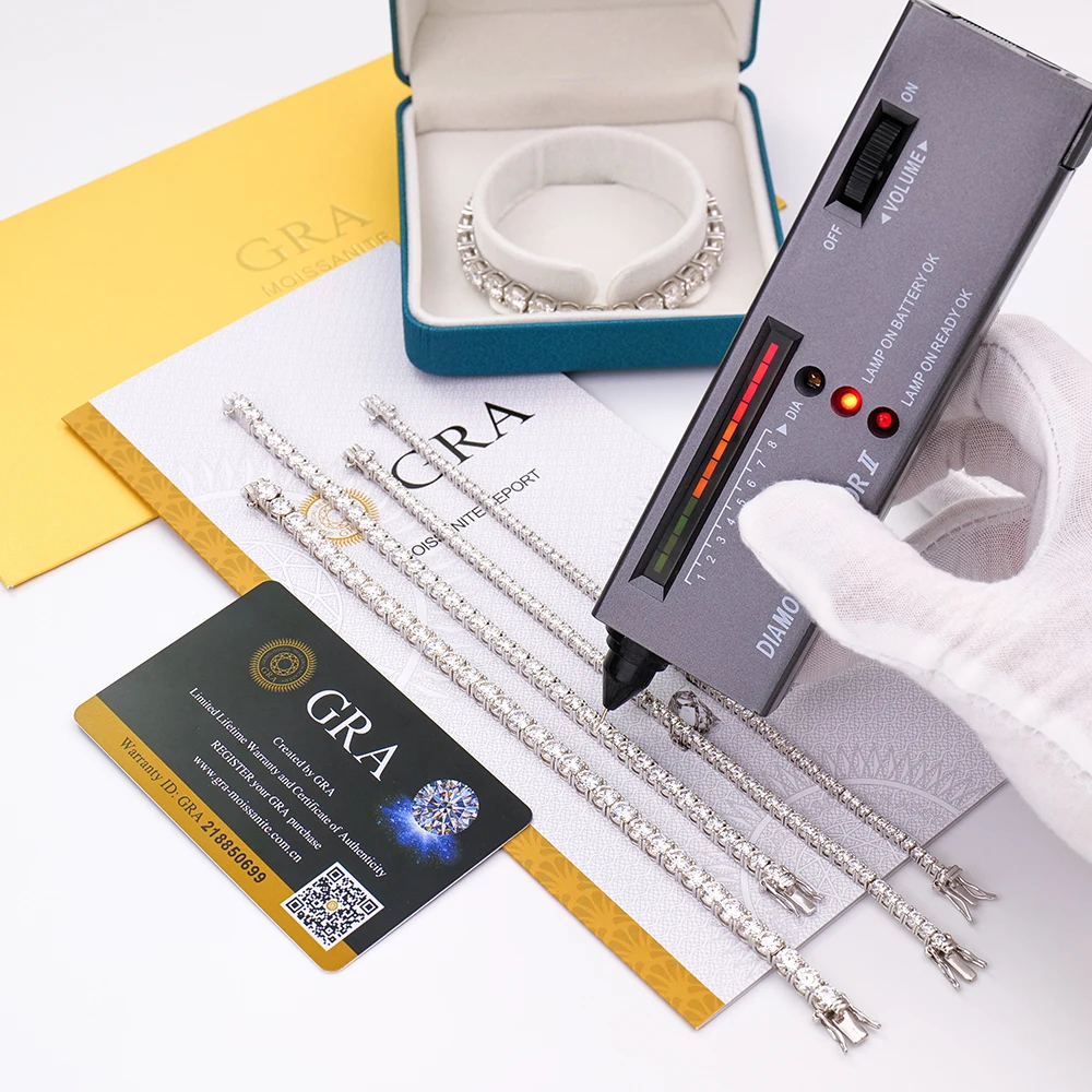 Браслет H ip Hop из серебра 925 пробы с муассанитом моссанит и бриллиантом для мужчин