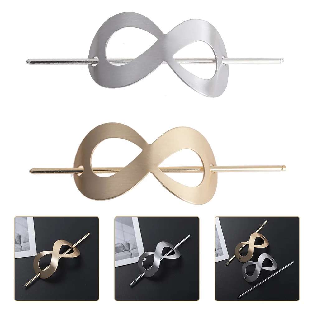 

2Pcs Long Hair Chopstick Classic Hairpin Alloy Hair Clip Girl Hair Accessory