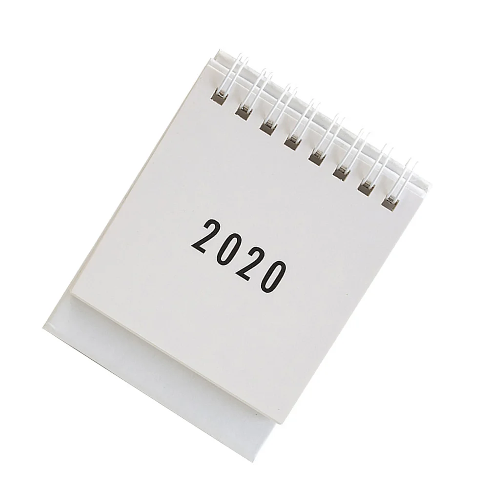 

2020 Creative Desktop Paper Calendar Mini Table Calendars Desk Coil Calendar DIY Memo Pad Yearly Agenda Organizer(White)
