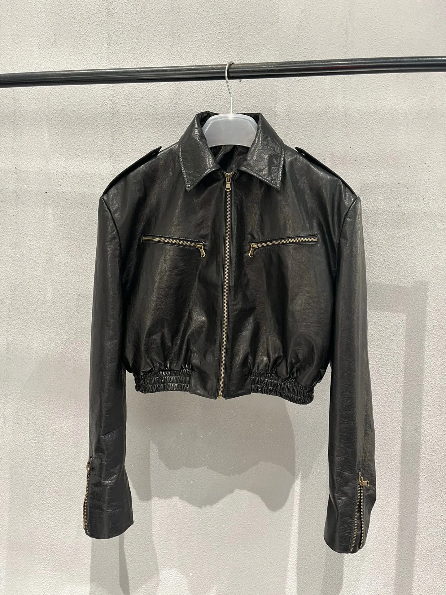 2023 Spring Hot Chic Women's High Quality Brand New Designer High-rise Cow Leather Jackets C795