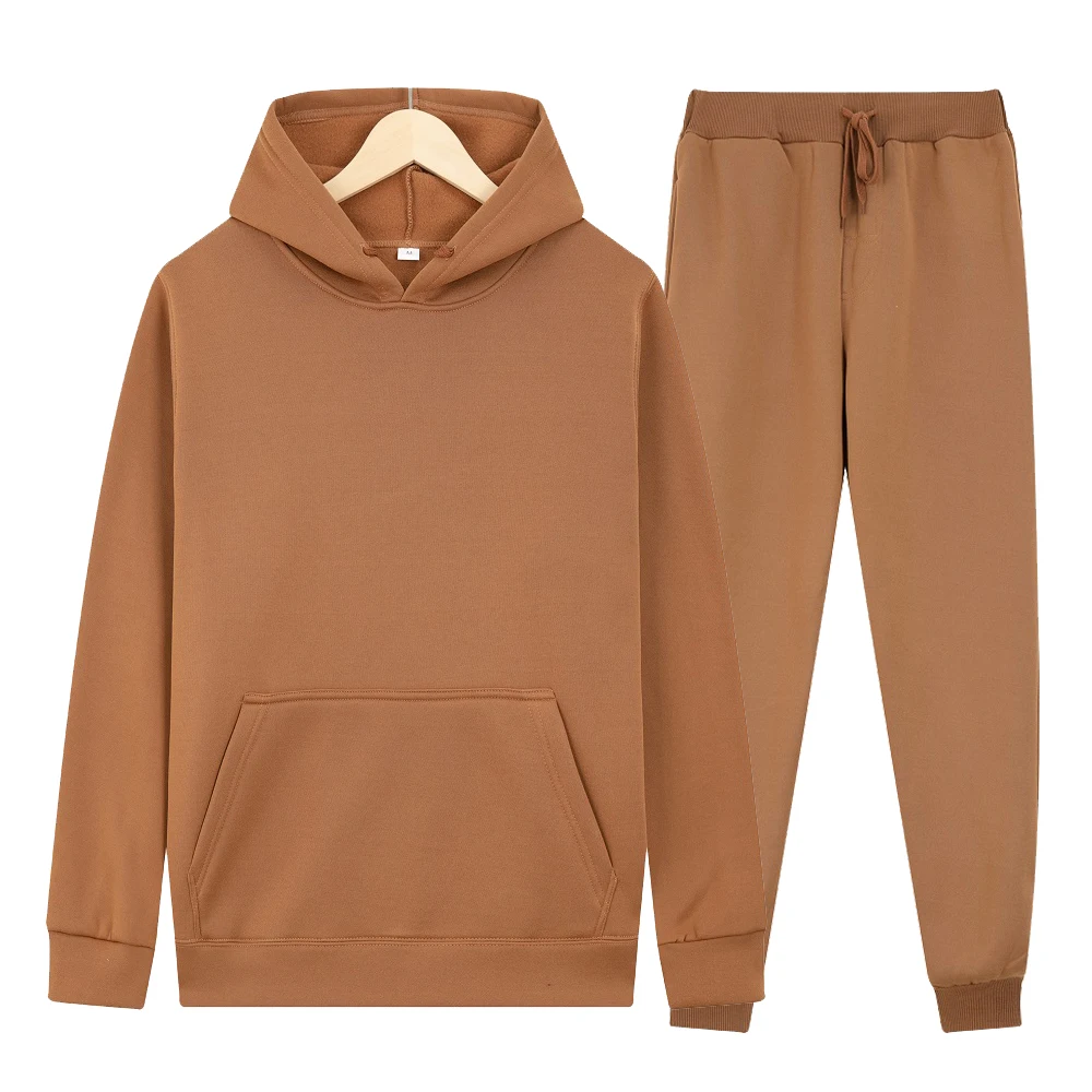 

2022 new Men's ladies casual wear suit sportswear suit solid color pullover + pants suit autumn and winter fashion suit