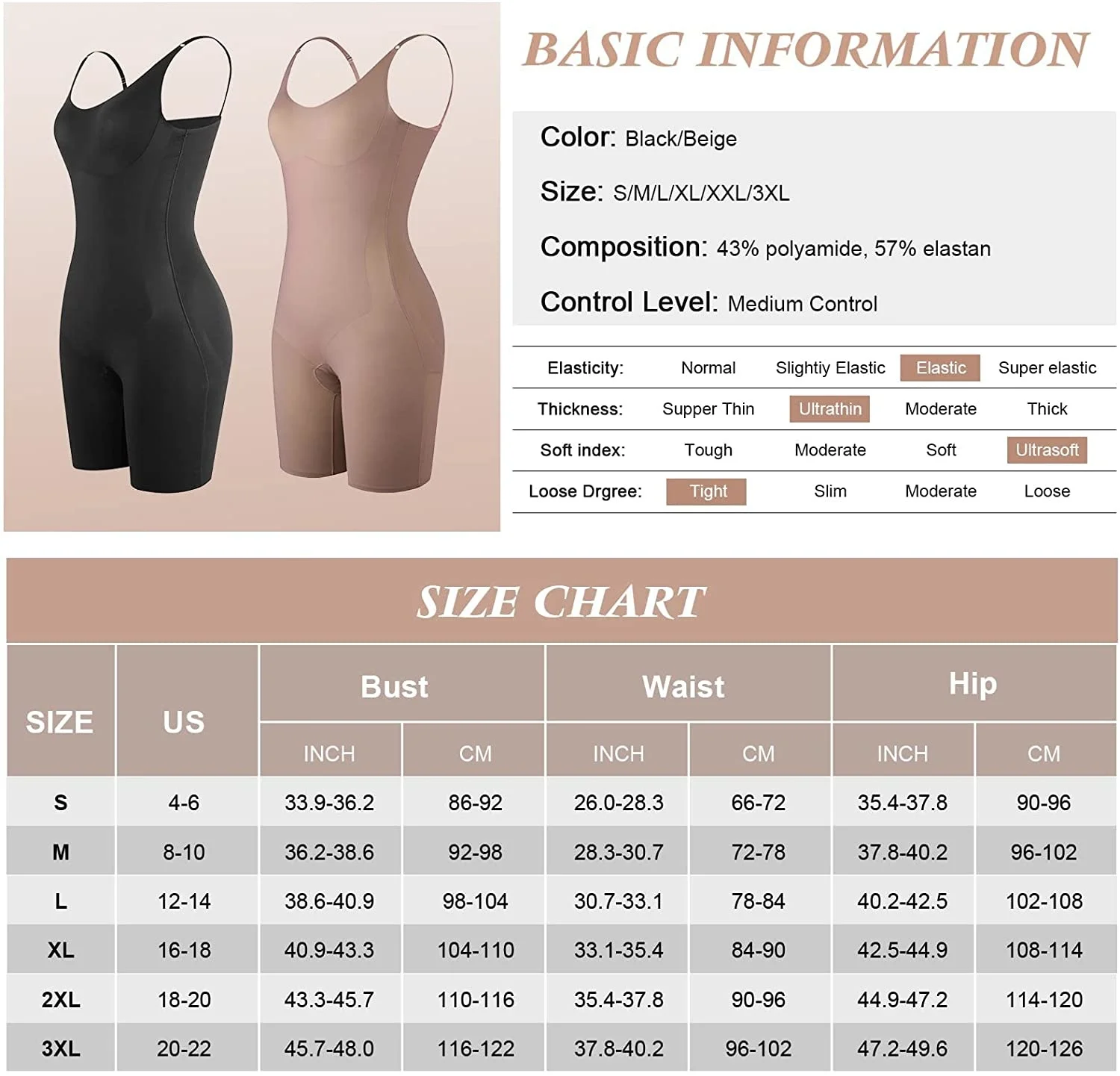 Womens Seamless Shapewear Tummy Control Body Shaper Comfortable For Women Under Dress