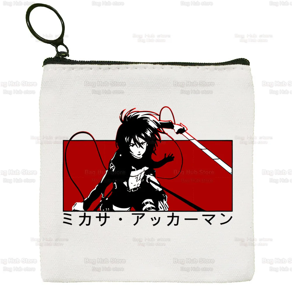 Attack on Titan Shingeki No Kyojin Liberty Eren Levi Canvas Coin Purse Storage Pouch Canvas Bag  New Coin Bag Key Coin Purse