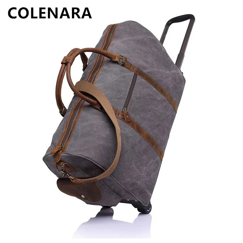 COLENARA Luggage High Quality Women's Canvas Trolley Case New Men's Fashion Travel Handbag Universal Wheel Rolling Suitcase