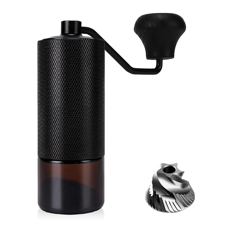 

Manual Coffee Grinder Premium CNC Stainless Steel Conical Burr Mill Black For French Press/Espresso/Turkish - Double Bearing