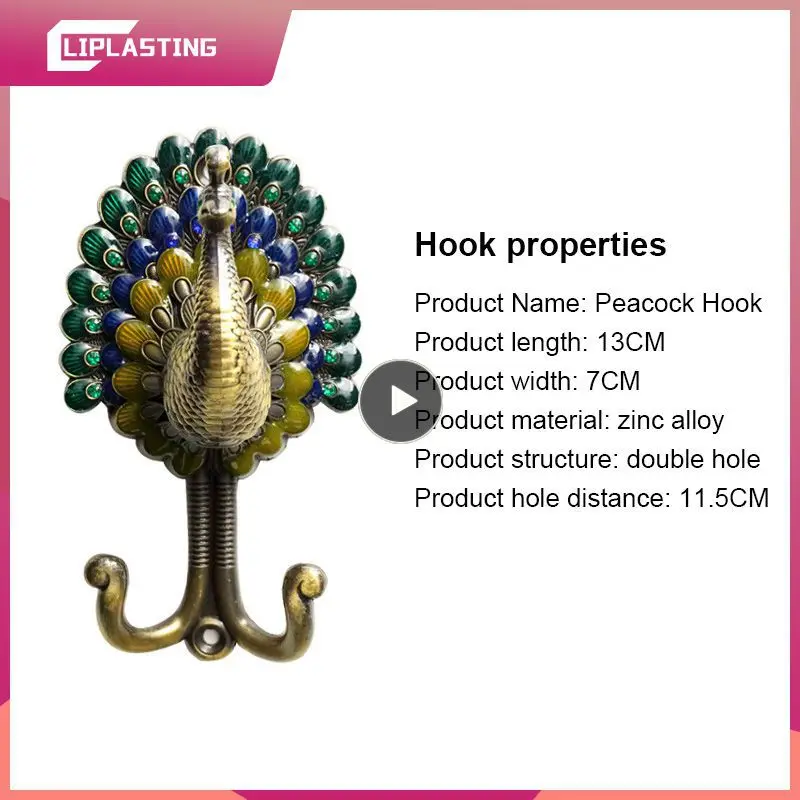 

Peacock Curtain Hook Wall Hook Alloy Vintage Peacock Antique Wall Hangers Bathroom Organizer Utensils Accessories Tools