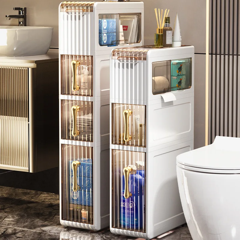 

Household bathroom storage cabinets, living room kitchen bedroom toilet multilayer acrylic rack, movable bathroom organizer