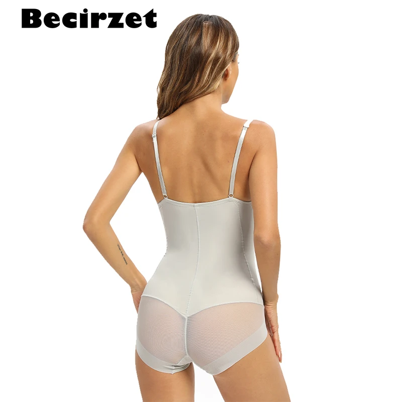 Grey Bodysuit Body Shaper Women Skinny Bodycon Thin Sleeveless Bodysuit with Underwire Bra Sexy (Smaller Design)