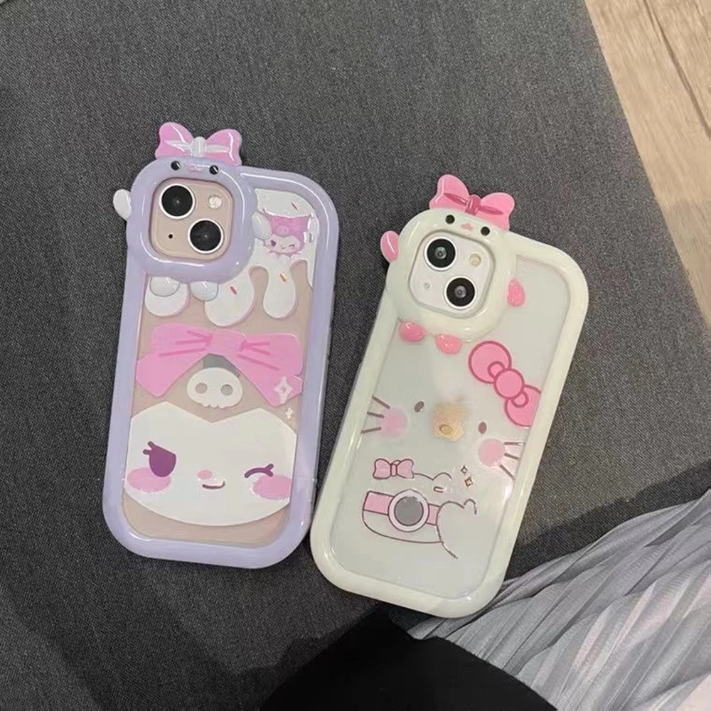 

Kawaii Hello Kitty Sanrio Kuromi Phone Cases For iPhone 13 12 11 Pro Max XR XS MAX X Shockproof Soft Shell Y2k Girl Gift Fundas