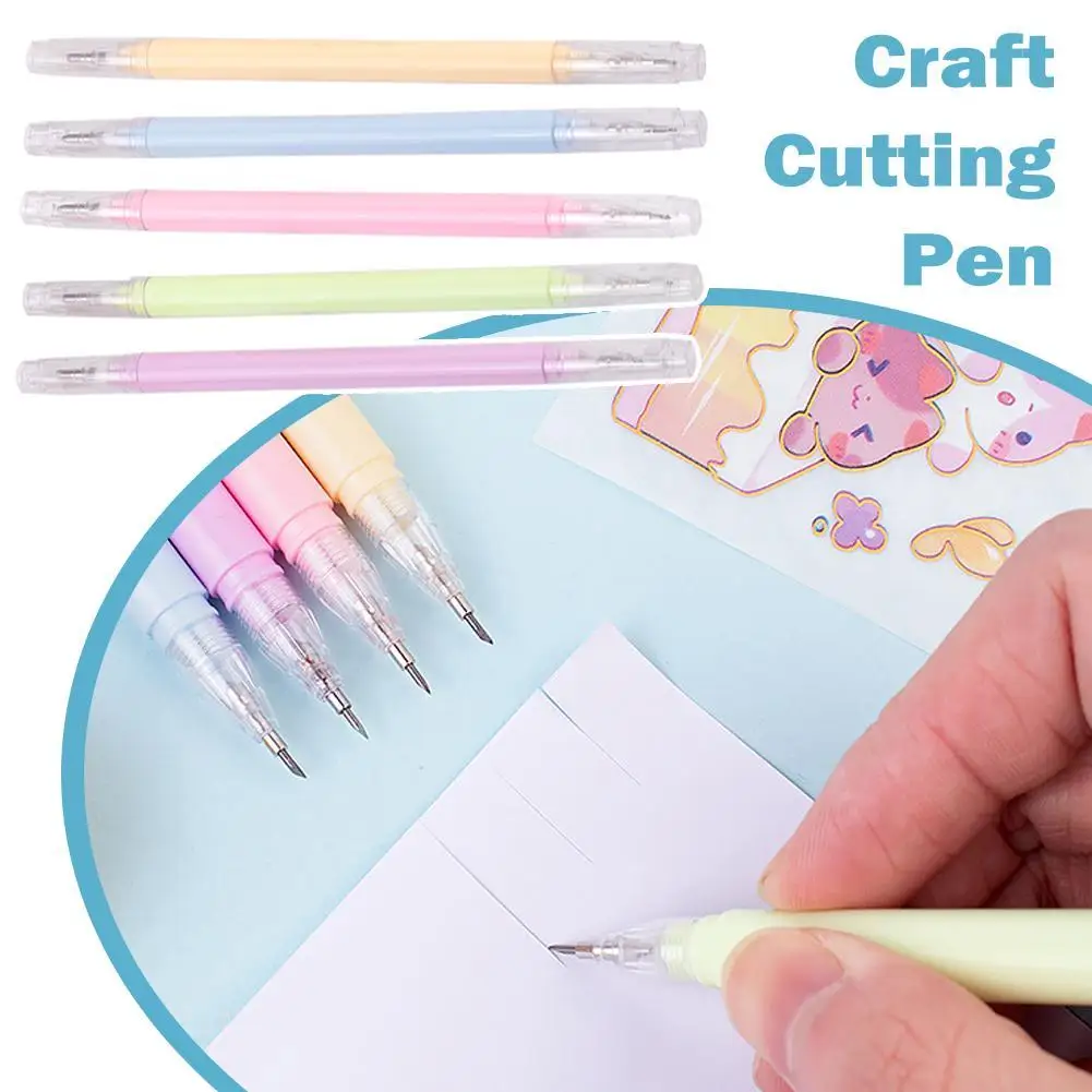 

Double Head Cutting Knife Gel Pen Portable Utility Knife Paper Cutting Pen DIY Craft Tools Sticker Washi Tape Cutter Pen