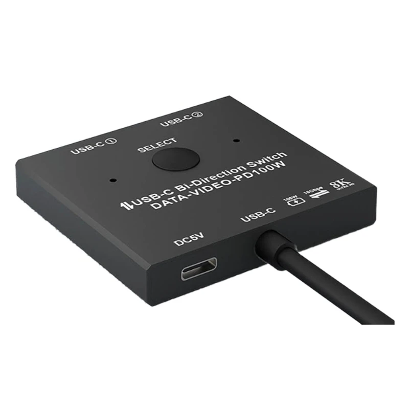 Двунаправленный 8K USB C KVM-переключатель USB3.1 Type-C Сплиттер-кабель для видео @ 30 Гц 4K 120