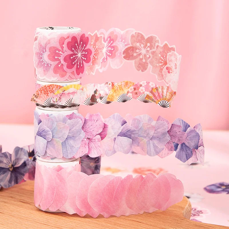 

1Roll Flower Tape Cherry Blossom Stickers ledger Pansy decorative Material hand Hydrangea petal DIY aesthetic collage 125*80MM