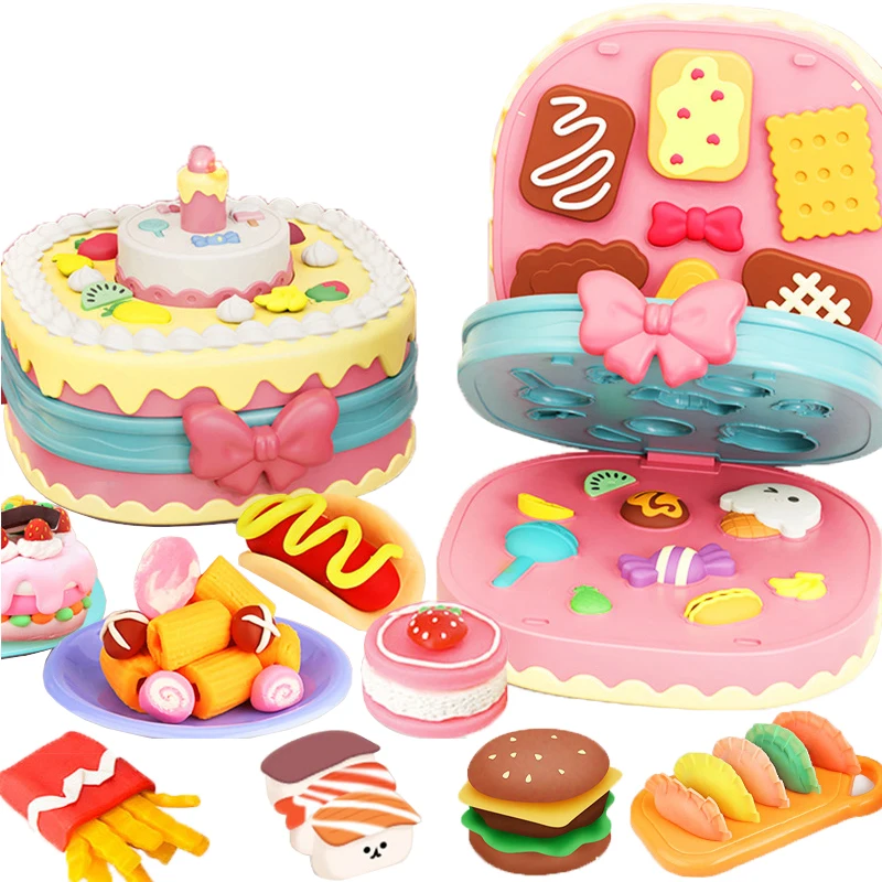

Children DIY Kitchen Toys Color Clay Pretend Play Games Hamburger Noodle Machine Plasticine Tool Creative Mold Toy For Kids Gift