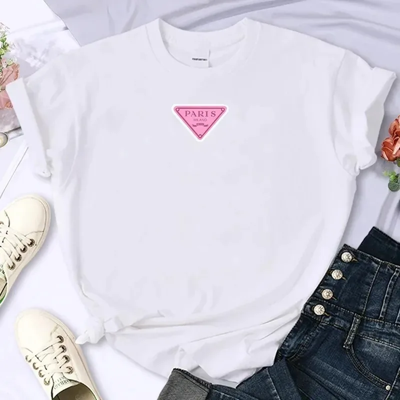 Plus Size Женская Летняя Футболка Из 100% Хлопка С Принтом Высокого Качества