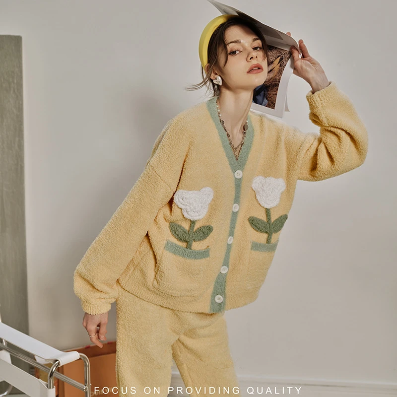 

Wniter Autumn Sleepwear Pajamas Woman Stylish Eegant Pajamas Housecoat Lady Romantic Pyjamas Tulip Pajamas 42-70KG