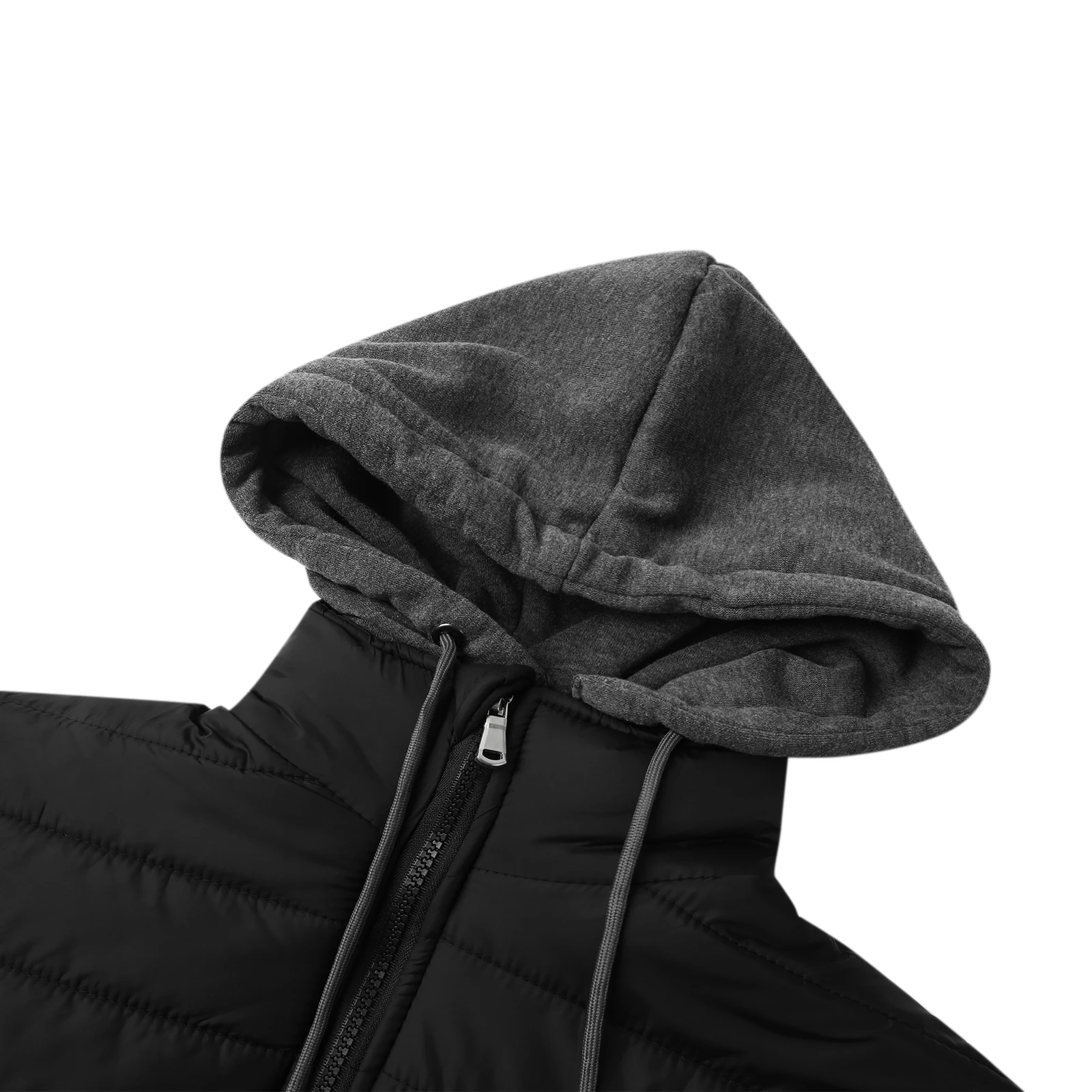 Мужской зимний пуховик однотонный с капюшоном длинными рукавами на молнии