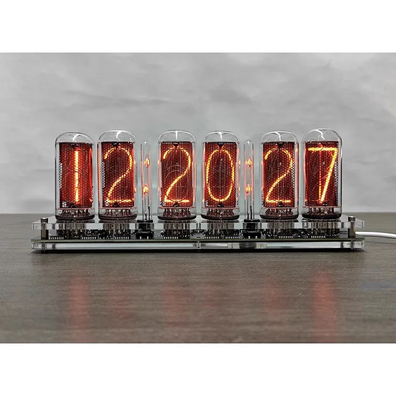 Фото GHXAMP 6-значные IN-18 часы Nixie Tube в стиле ретро, высокая яркость, дисплей с питанием от USB для дома/офиса, уникальный технологический подарок №4