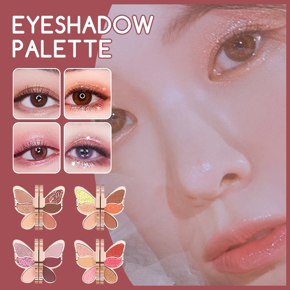 

Nature Glitter Eyeshadow Palette Waterproof Lasting Butterfly Eye Shadow Matte Glitter Pearl Sequins Eyeshadow Makeup 6 Colors