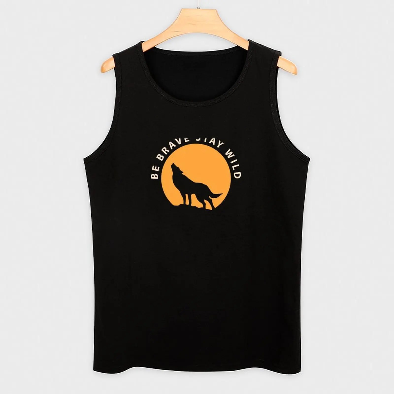 Фото Майка Wolf Be Brave Stay Wild, влагоотводящая майка для тренировок в спортзале, быстросохнущая рубашка №3