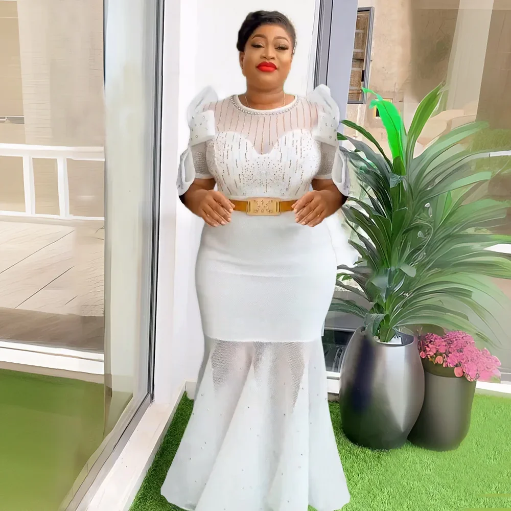 Элегантное сетчатое вечернее платье русалки с бисером для женщин свадебной