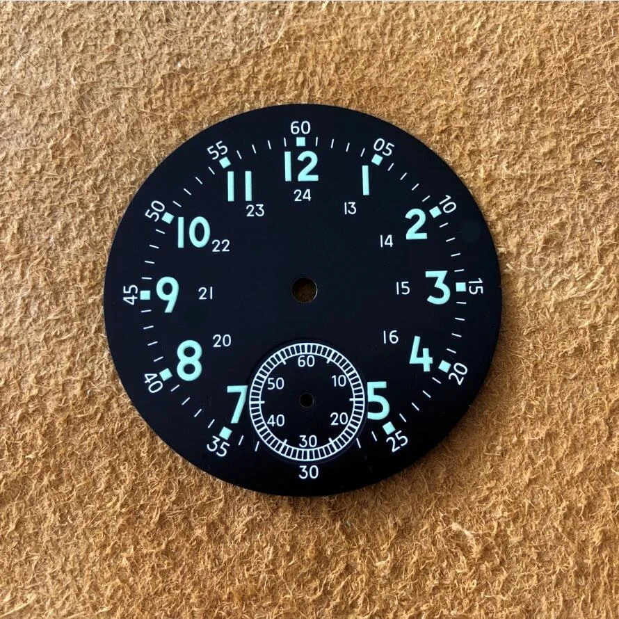 

Новый модный стерильный черный светящийся циферблат 37 мм на заказ, часовой механизм для мужских часов, запасные части для часов