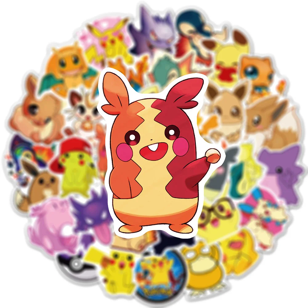 

100pcs Kawaii Pokemon Cartoon Stickers for Kids Toys Waterproof Graffiti Skateboard Laptop Luggage Cute PVC Stickers Decals