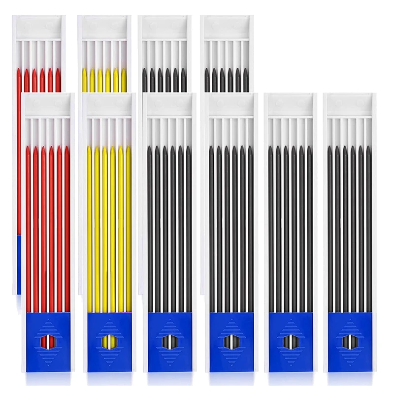 

60Pcs 2.8Mm Pencil Refill Lead, Solid Carpenter Pencil Refills For Mechanical Pencil Woodworking Marking Tool