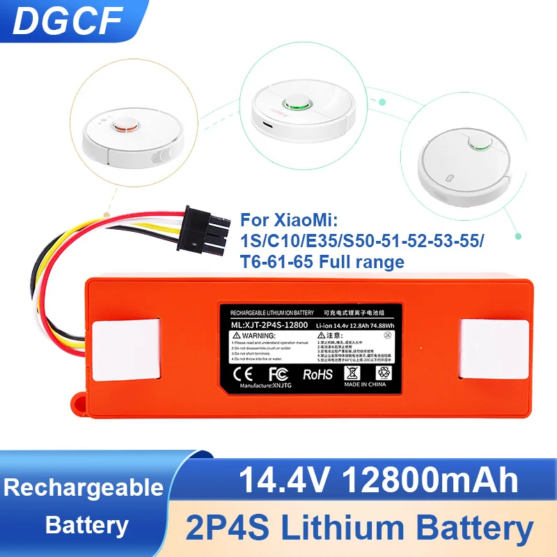 

DGCF 12800mAh Genuine Replacement Battery For XIAOMI 1S 1ST Roborock SDJQR01RR Sweeping Mopping Robot Vacuum Cleaner