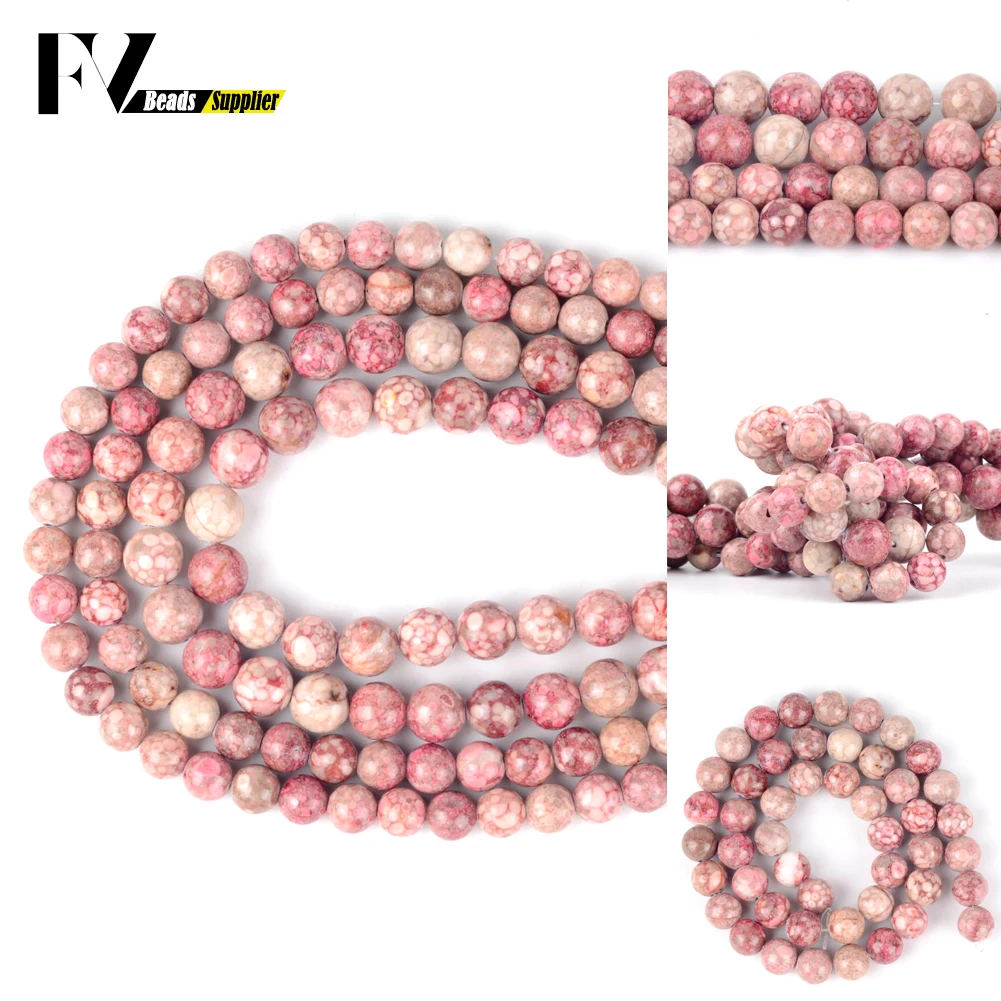 Оптовая продажа, 6-12 мм, розово-красный Maifanitum, круглые незакрепленные бусины из натурального камня для изготовления ювелирных изделий, браслетов, ожерелий, рукоделия, 15 дюймов