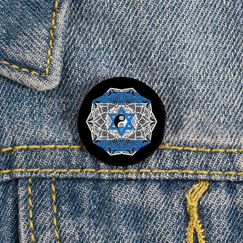 

Ying Yang Mandala Pattern Flag Of Israel Pin Custom Funny Brooches Shirt Lapel Bag Cute Badge enamel pins for Lover Girl Friends