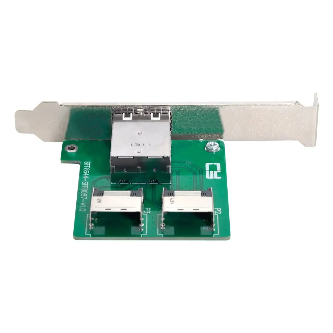 Dual Ports Mini SAS HD SFF-8644 To Internal Mini SAS SFF-8087 PCBA Female Adapter With Low Profile Bracket