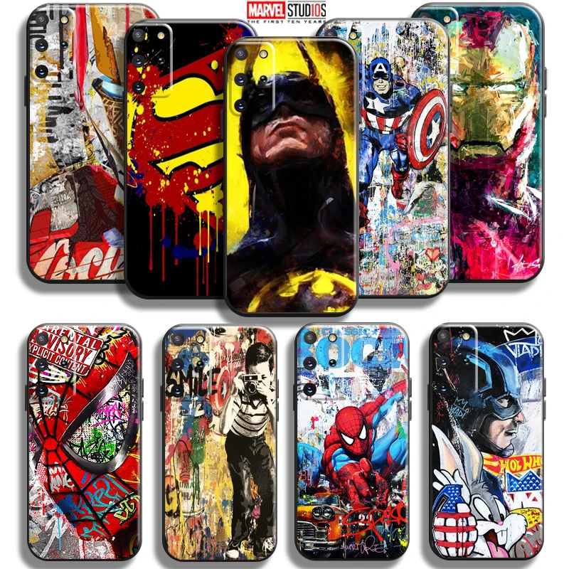 

Marvel Street Graffiti Phone Case For Samsung Galaxy S21 S20 Plus Ultra S21 S20 FE 5G Coque Back Liquid Silicon Soft Funda