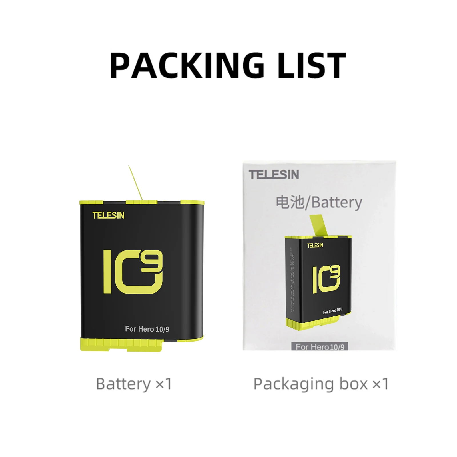 TELESIN 2Pack 1750mAh Battery For GoPro Hero 9 10 With Battery Box For GoPro 9 10 Black Action Camera Accessories images - 6