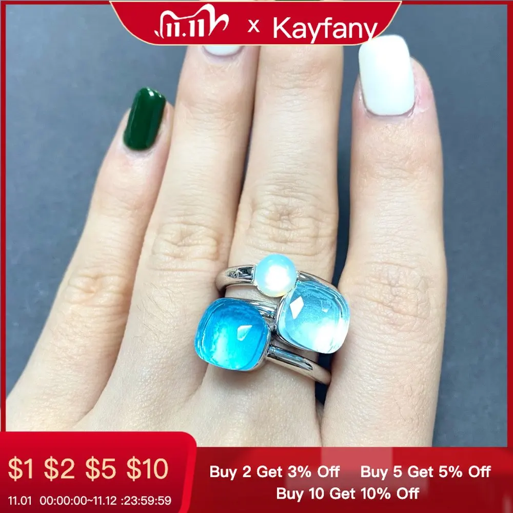 

3Pcs/Set Pomellato Ring Stacked Mix Color Crystal Ring Candy Style Ring Jewelry Birthday Gift For Women Stacking Ring Set