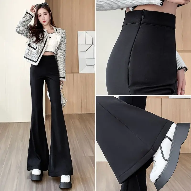 

Split Slimming Flared Pants Women High Waist Drape Mopping Straight Trouser Female 2023 Summer Casual Girls Harajuku Pant J110