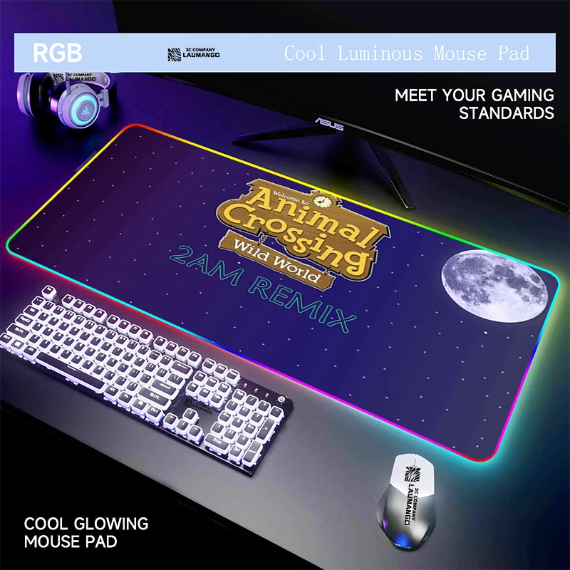

RGB Mouse Pad Computer Mousepad Anime Animal Crossing Gaming Mats Pc Laptop Gamer Xxl Large Backlight Mause Accessories Desk Rug