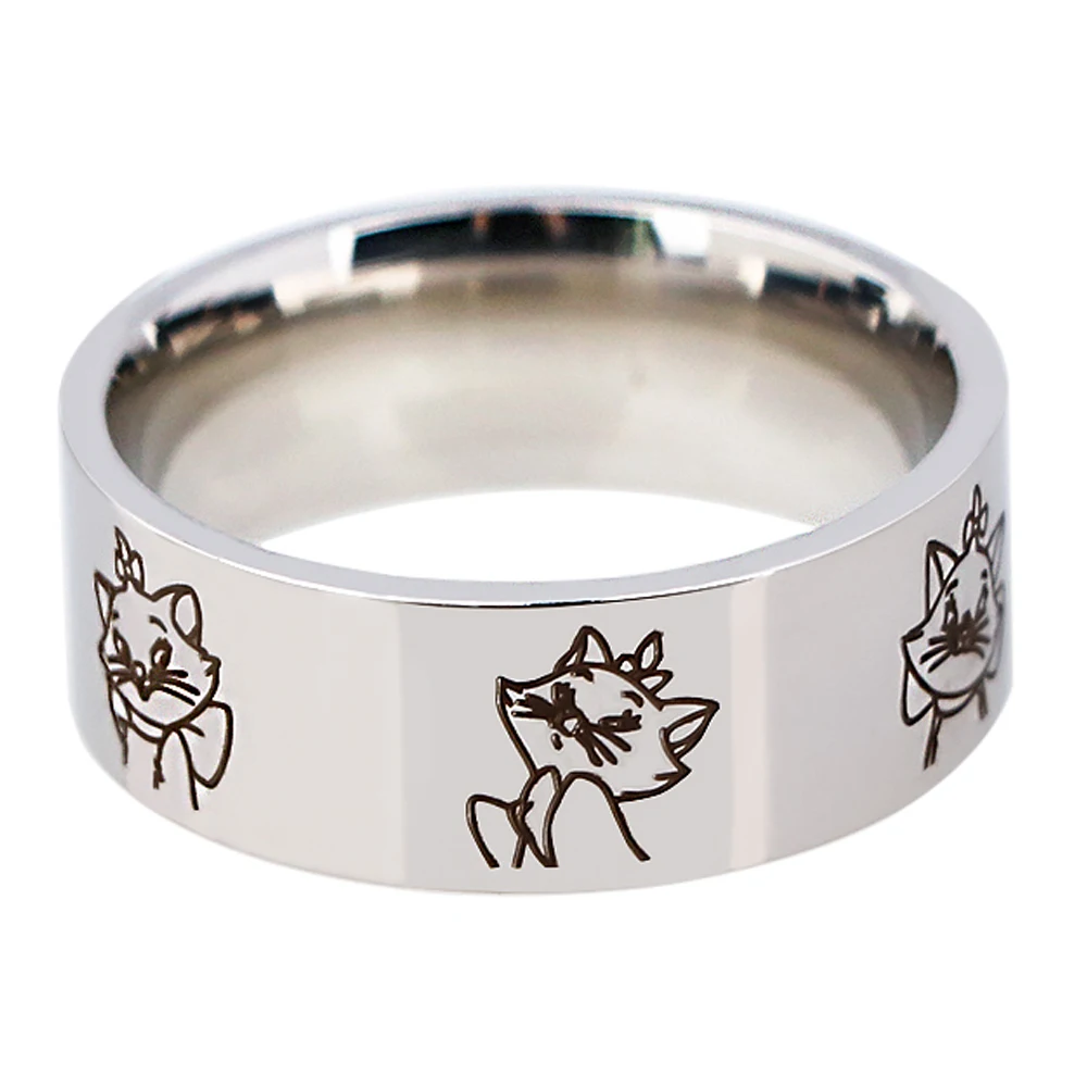 

LB3161 Marie Cat Ring Cute Animal Stainless Steel Men Ring High Quality Punk Women Jewelry for Party Gift