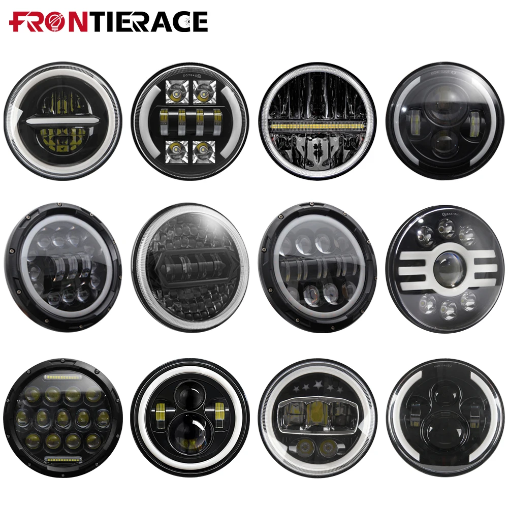 

1pc 7 Inch LED Headlight 200W Far and Near Beam Wrangler Jeep Fog Light Lighting Hyundai Kona Daytime Running Light Angel Eyes