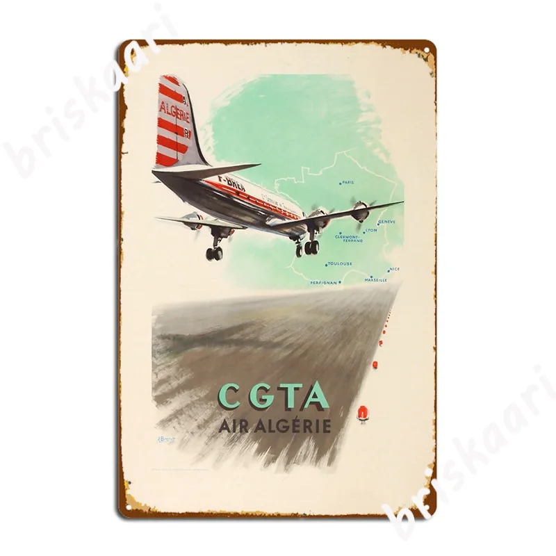 

Cgta Air Алжир, винтажный постер для путешествий, металлический знак, ретро, кухня, жестяные пластинки, постер