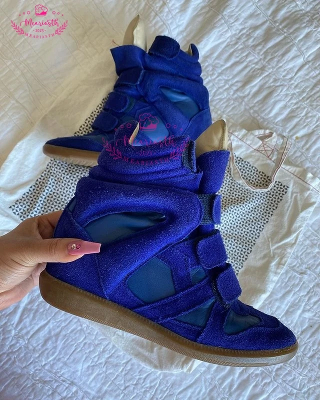 

meariasth Genuine Leather Casual Shoes Women's 2023 Spring/Autumn Wedges Sneakers Hook Loop Trainers High Top ankle cowboy BOOTS