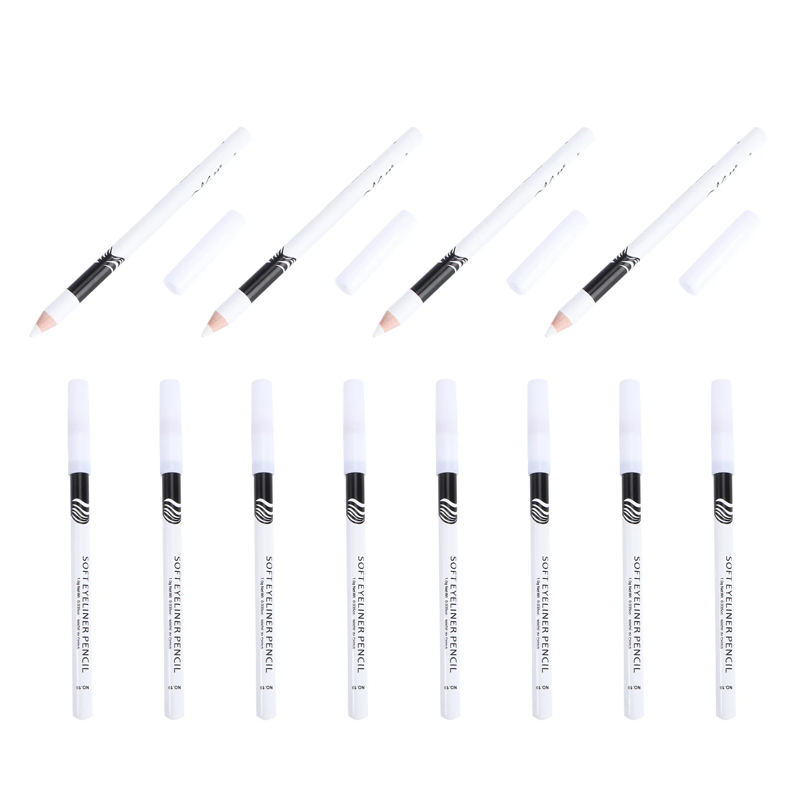 

12 Pcs Eyeliner White Makeup Silkworm Applicator Wooden Pole Miss