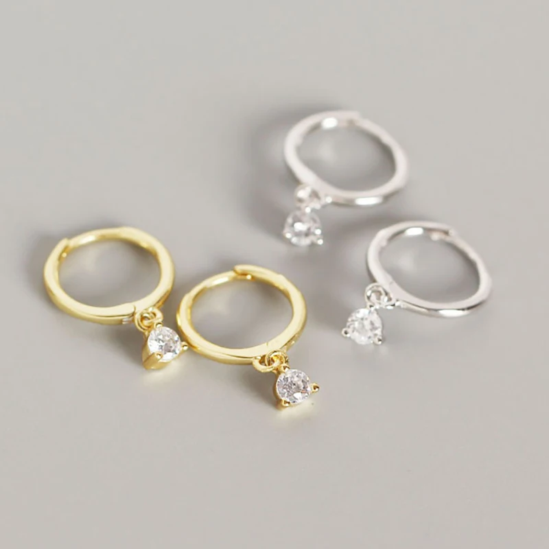 

INS Summer Water Drop White Zircon Small Hoop Earring for Women European Jewelry Charm Statement Earring Office/career Wholesale