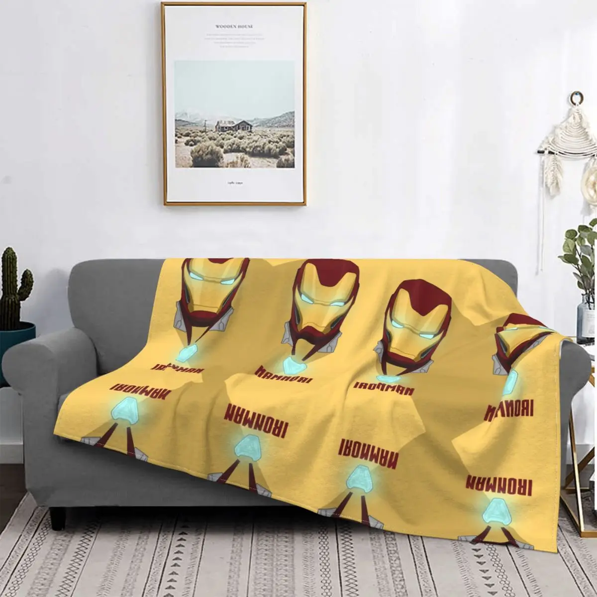 Основное одеяло Marvel Iron Man флисовое плюшевое весенне-осеннее дышащее легкое