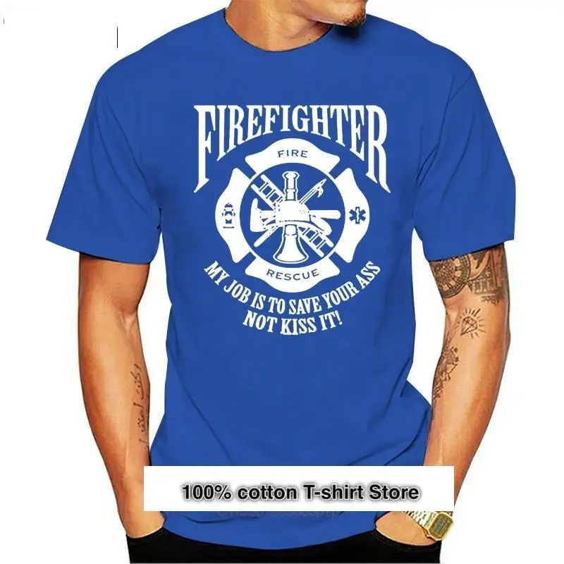 

Camiseta de manga corta para hombre, Camisa de algodón de rescate de bomberos, mi trabajo es Save el culo, no besarlo, 2021